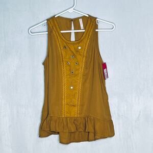 Xhilaration Mustard Jeweled Ruffle Tank Blouse New S